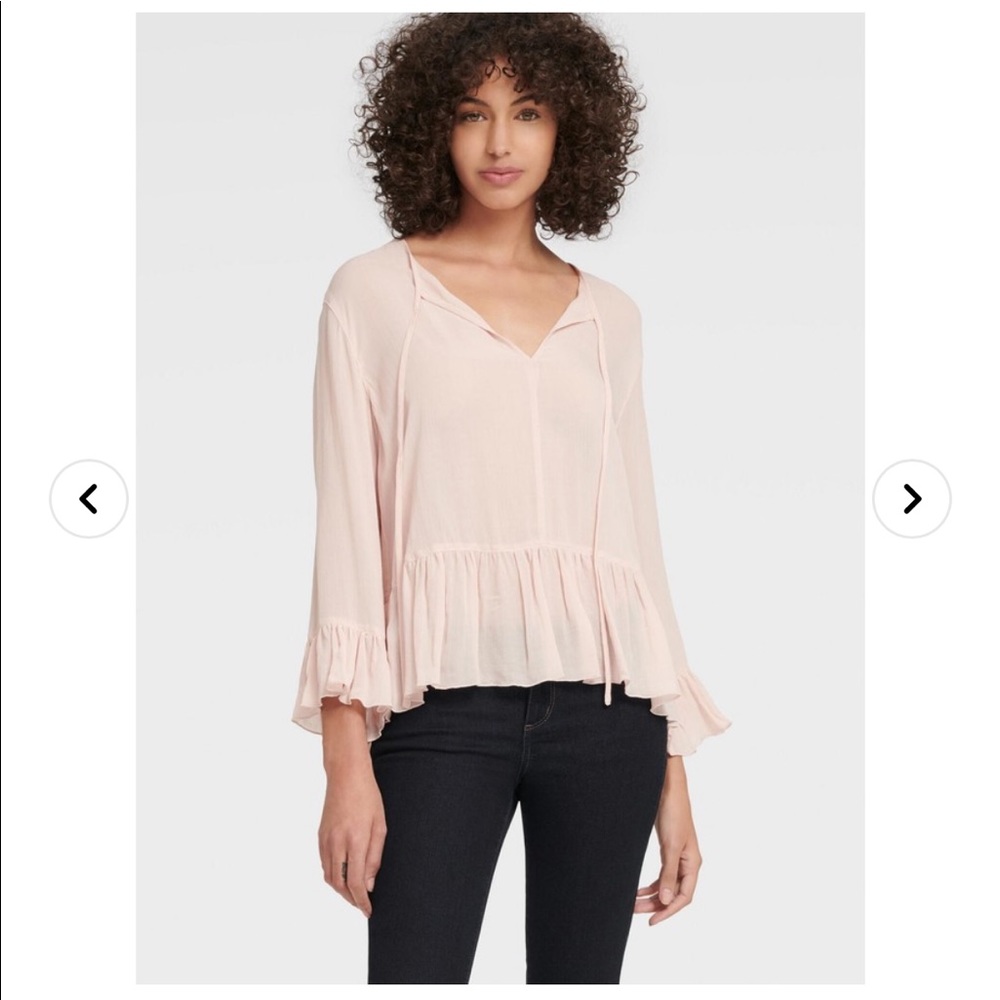 Women's Tie-front Peplum Top in iconic blush